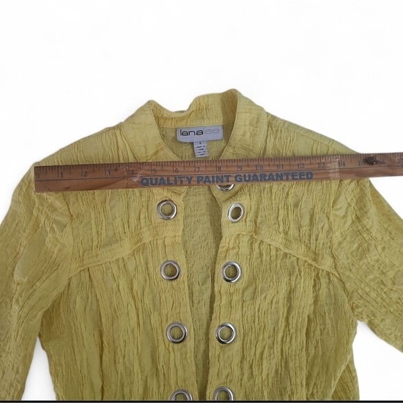 Lana Lee Vintage Yellow Textured Jacket Women’s 6 Grommet Button Front Rare Find - Picture 14 of 16